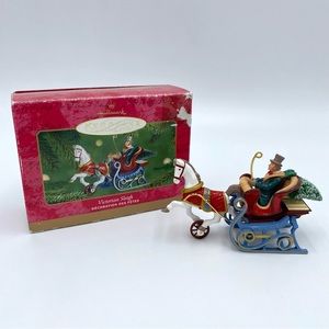 2001 Hallmark Keepsake Victorian Sleigh Horse Die-Cast Metal Christmas Ornament